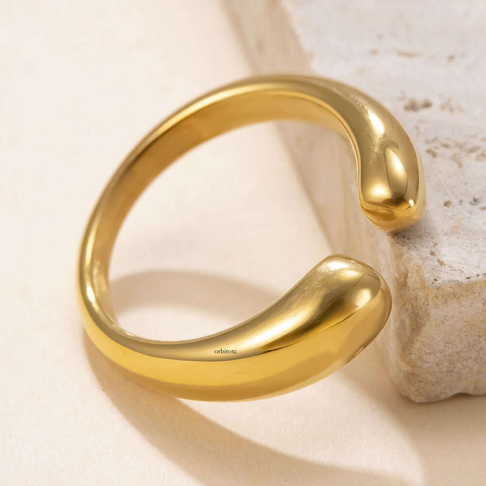 New titanium jewelry simple and versatile index finger ring 18k gold plated double-ended open 925 Sterling Silver 18K Gold ring factory
