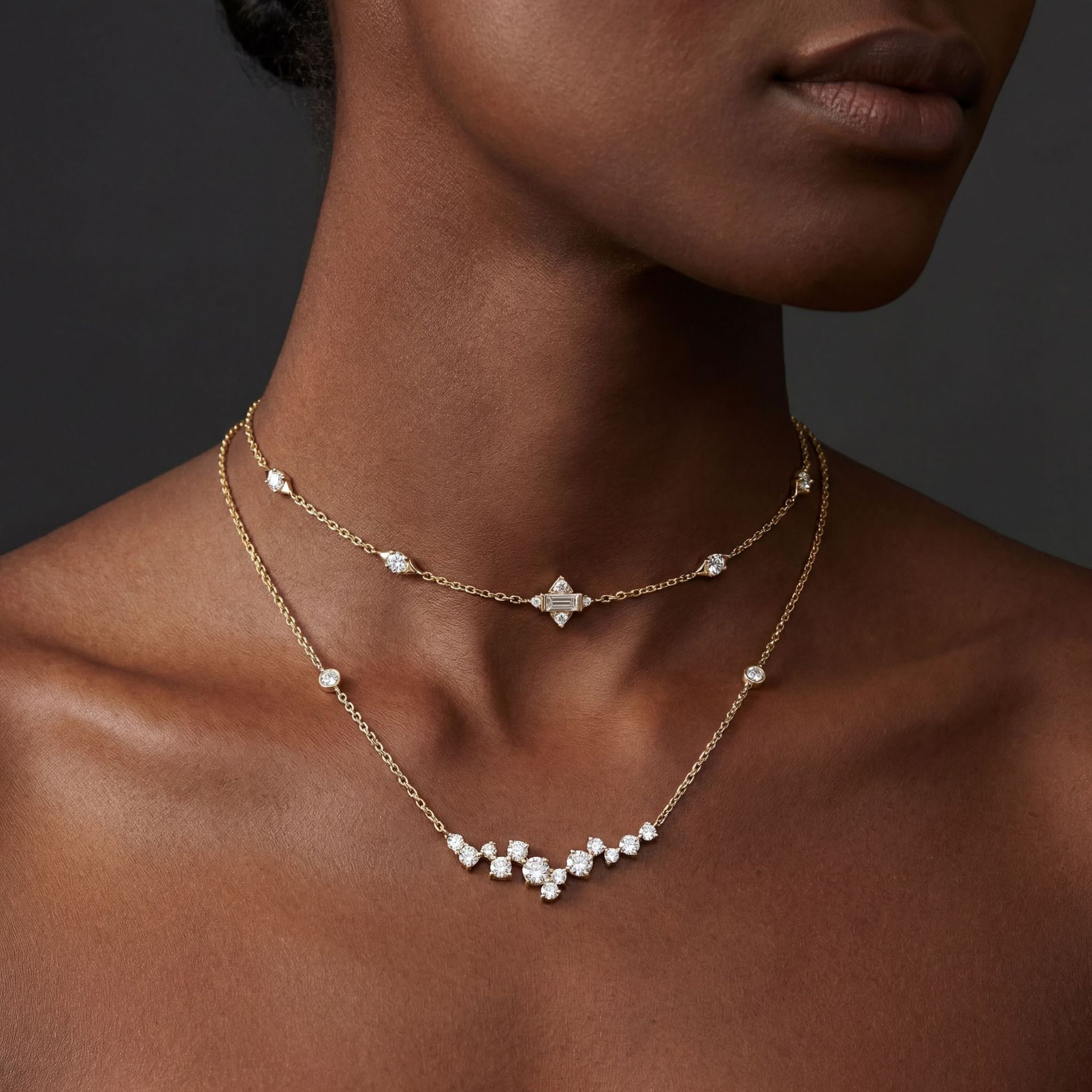 Light luxury fashion versatile micro-inlaid zircon water drop necklace for women, trendy and exquisite, super shiny high-end collarbone chain