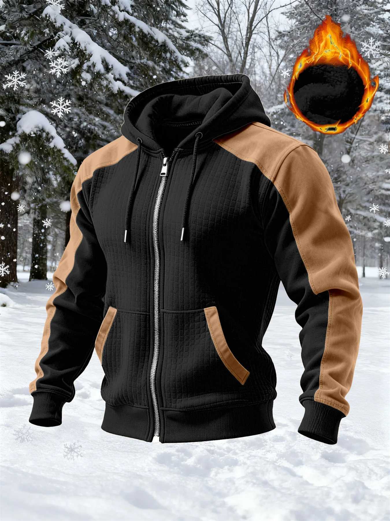 2026 New Winter and Autumn Men's Double-Layered Insulated Thick Hooded Coat Comfortable Cardigan with Zipper Closure Jacket S260805SGNG
