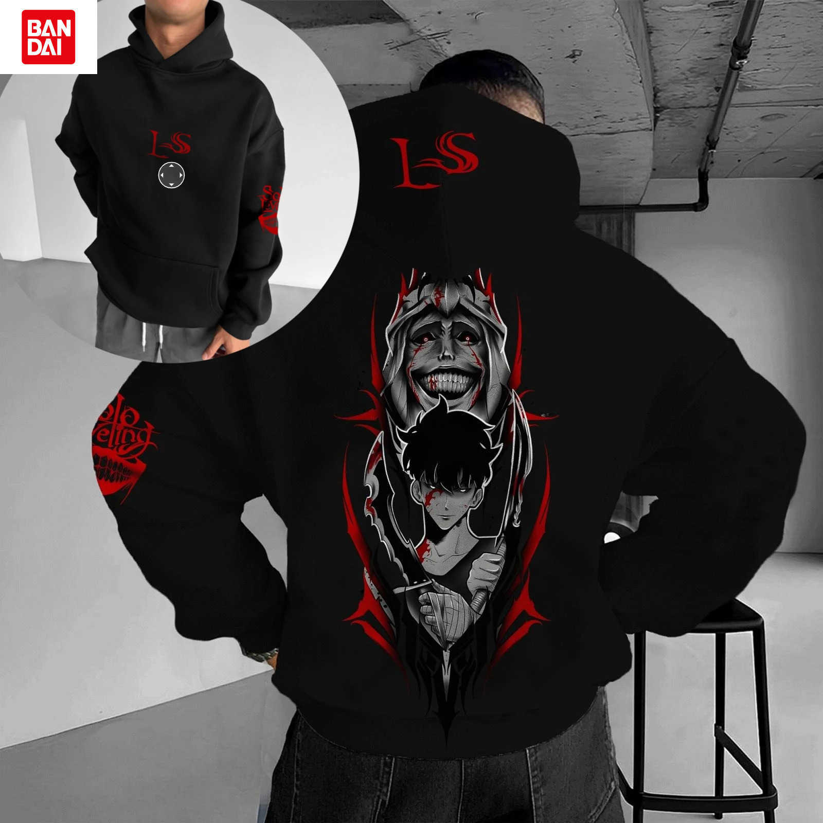 Bandai Solo Leveling Hot Blood Anime Print Men's Women's Summer Fashion Street Casual Loose T-Shirt Hoodie Shorts and Sweatpants Top L2608