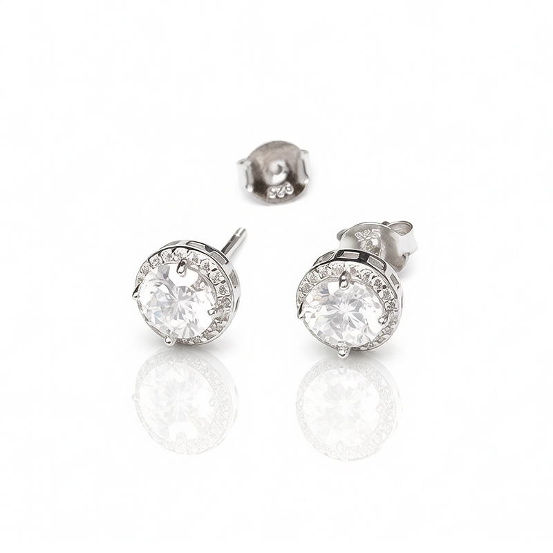 Fine Classic Round Cut d Color Vvs 7MM Moissanite Men Stud Earrings 925 Sterling Silver Women Wedding Zircon Jewelry Gift