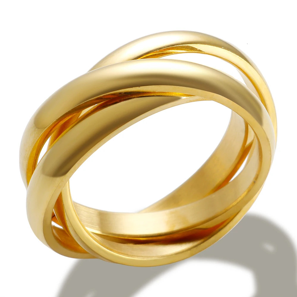 Stainless Steel Waterproof 3 Circle Blank Rings For Women Men Couple Wedding Engagement Finger Ring Jewelry Gift 260805