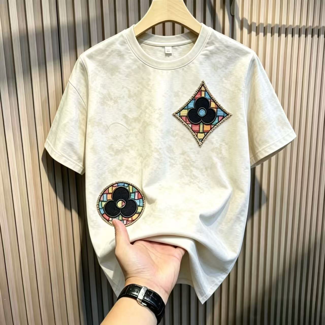 Mens T-Shirts High-end new tie-dye short-sleeve T-shirt for men summer trendy brand with INS print loose and versatile crew-necked youth-style top f