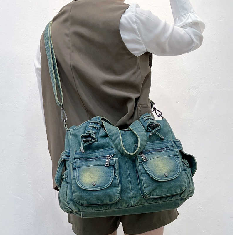 Denim iPinee Y2K Vintage Blue Crossbody Shoulder Bag for Women Large Capacity Casual Style Jean Wallet Purse H260805