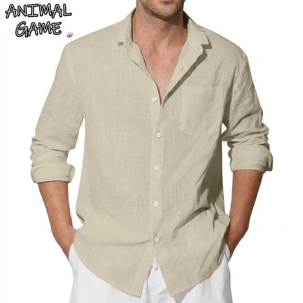 Men's Long Sleeve Cotton Shirts Luxury Linen T Shirts Breathable Elegant TShirts Men's Shirts for Men Hawaiian Tshirt Lapel Tee Z260805