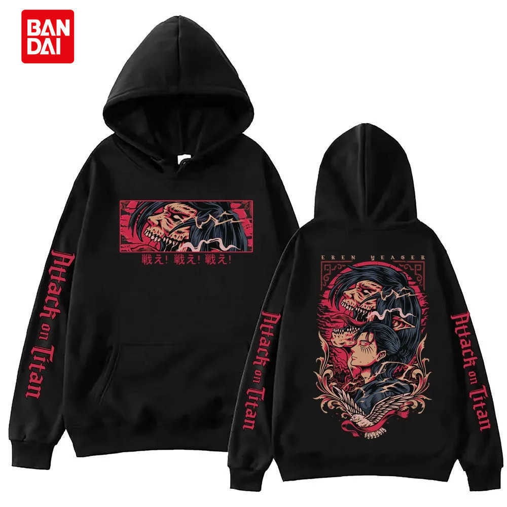 Bandai Anime Attack on Titan Eren Hoodie Sweatshirt For Men Women Harajuku Long Sleeves Casual Comfortable Hooded Pullover Clothing L260805R1TE