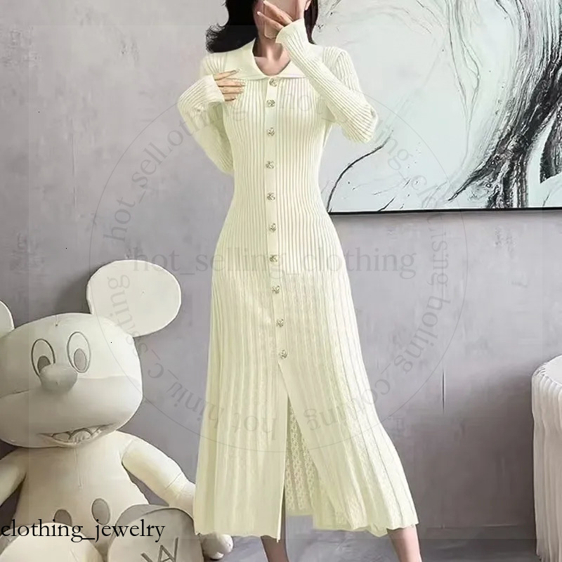 Womens Knit Black Rice Single Chest Knitted Long Skirt Green Elegant Office Short Sleeve Folded Fashion Summer Beach Sandro Dress c40