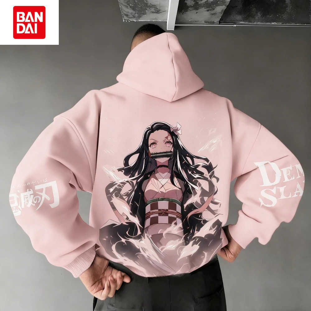 Bandai Demon Slayer Men's Hoodie Sweatshirt Kamado Nezuko Anime Spring Autumn Winter Boy Harajuku Long-sleeved Parent-child Outfit L260805ABXQ