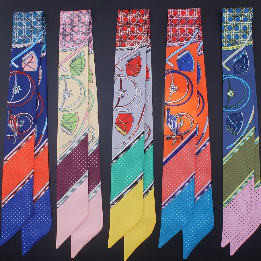 2024 Spring/Summer New Model Imitation Silk Scarf with Print Sun Protection Versatile Silk Scarf for Bag Handles Ribbon Small Neck Scarf L260804Y1PY