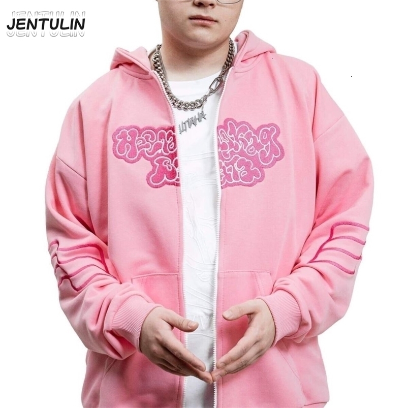 Y2K Harajuku Zip Up Hoodie Cartoon Letter Embroidery Sweatshirt Men Hip Hop Oversized Streetwear Zipper Jacket Goth Clothes 260730