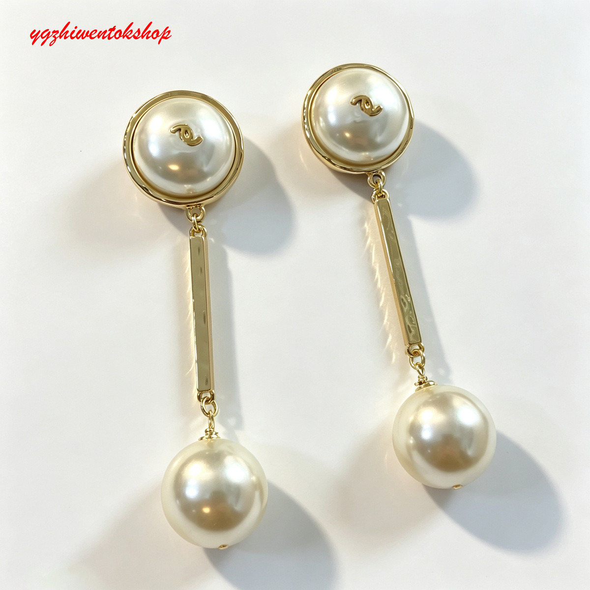 box Designer cc Earrings 26 Models Gold Round Pearl Long Stud Earrings Classic For Everyday Wear Womens Style channel