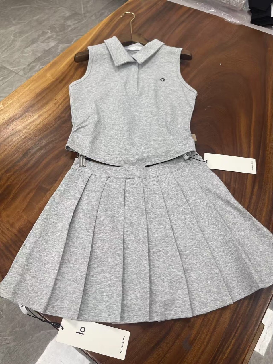 Women's Sleeveless Polo Tennis Dress with Pleated Skort Inner Shorts Ice Blue Casual Sporty Outfit for Golf Pickleball Summer