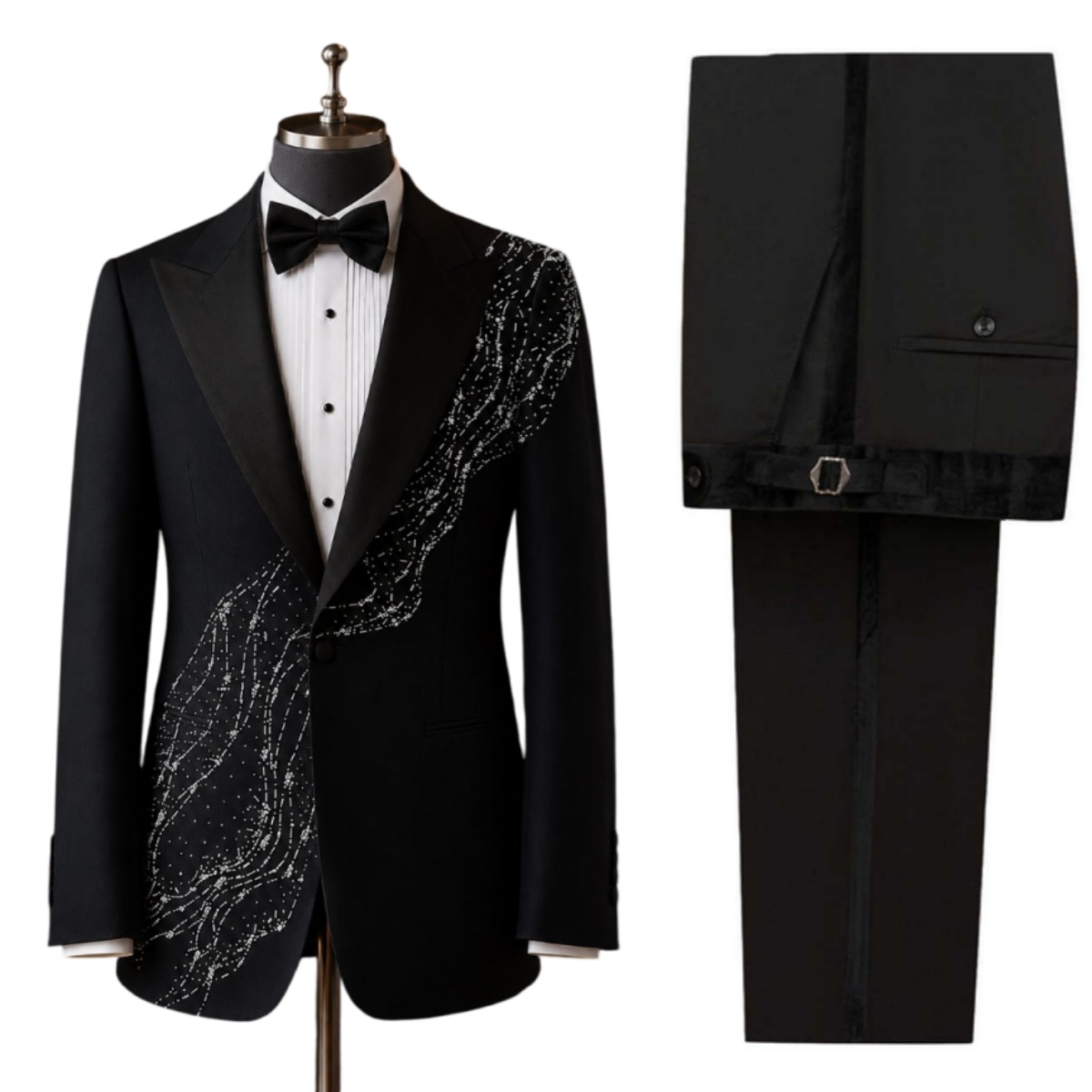 Modern Wedding Tuxedos 2 Piece Set Jacket Pant Slim Fit Men Suit Peaked Lapel Long Sleeve Evening Blazer Party Customized