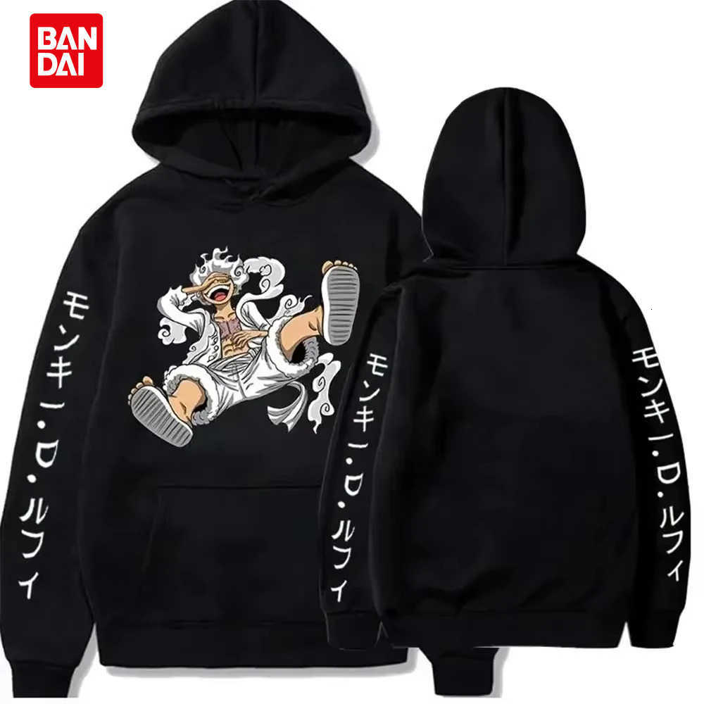 Bandai 2026 New Year Hot Selling Men's Anime Hoodie ONE PIECE Gear Fifth Fear Luffy Sun Gold Hoodie Street Sports Shirt Bandai Cosplay L260805L