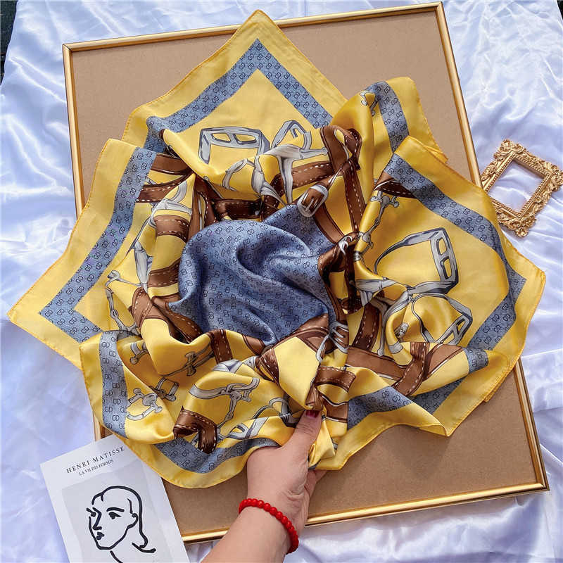 70cm square women's silk scarf spring and autumn style trendy and fashionable new 2024 model elegant and versatile large square scarf L260804LH