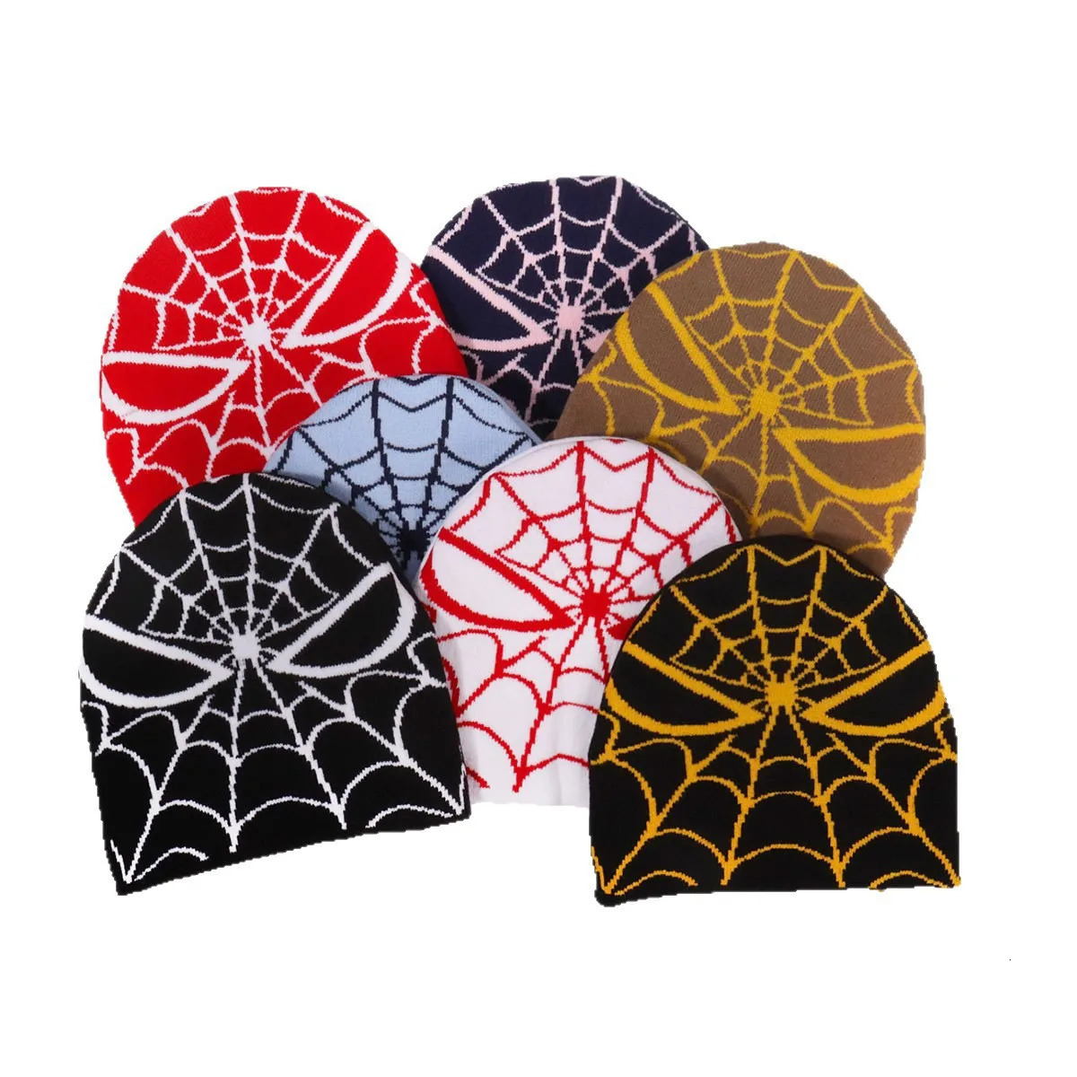 Europe America Personality Trend Beanie Hat Unisex Spider Web Printed Knit Hat Warm Outdoor Pullover Hat Street Fashion Casual 260804