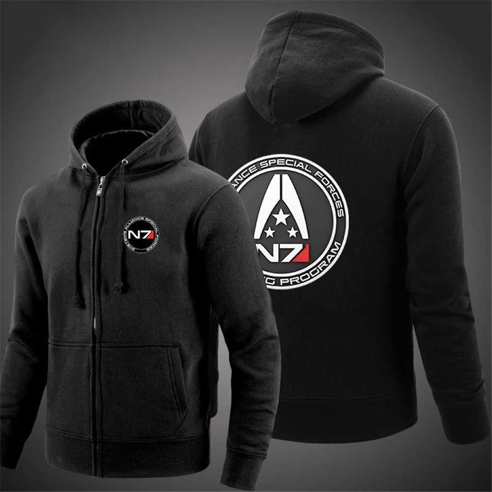 2024 Spring Autumn Men's N7 Mass Effect Printed Solid Color Loose Casual Long Slve Sports Drawstring High-Quty Hoodies S260805O4MJ