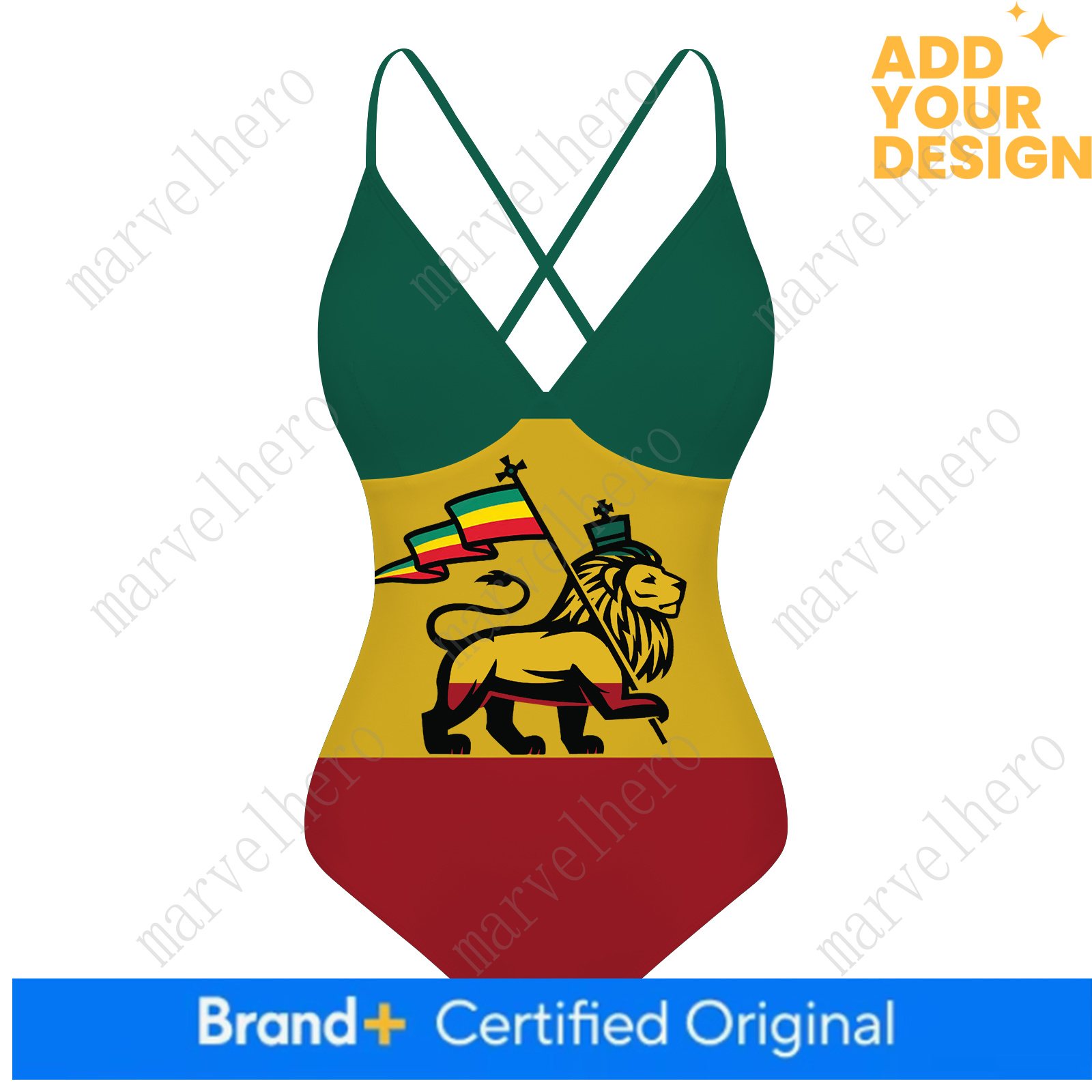 Reggae Rastafarian Rasta Lion Of Judah Carter Custom V-neck Halter Back Swimsuit Womens Bathing Suits Bikini Pool Beach Sexy Swimwear Beachwear