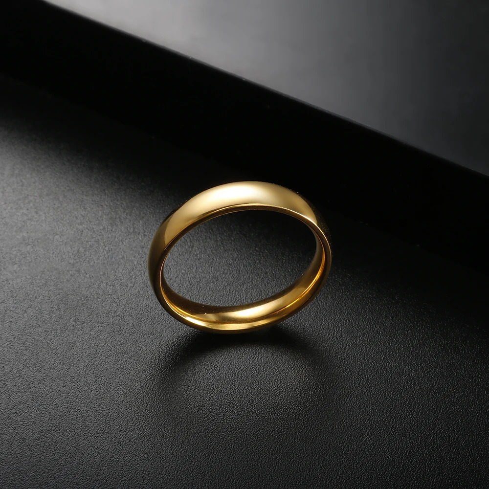 2/4/6/8mm High Quality Stainless Steel Ring For Women Men Couple Wedding Wholesale Simple Rings Gold Color High Polish Jewelry 260805