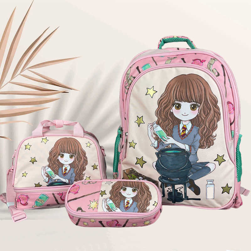 Children's Backpack Set for Boys and Girls Elementary School Students Grades 2 to 6 Three-Piece Cartoon Cute Lightweight Backpack L26720