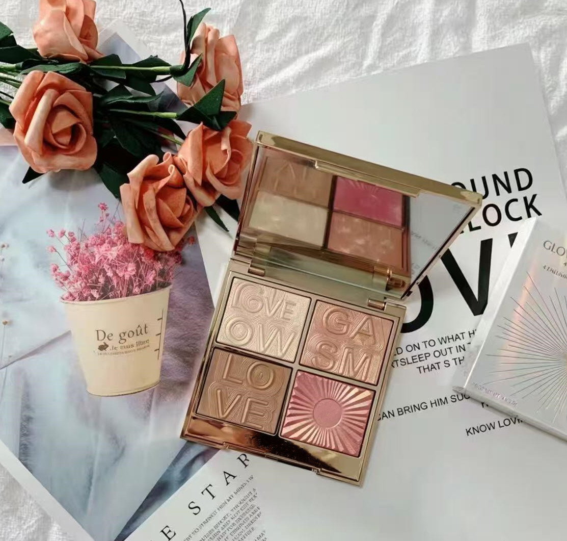Brand Glowgasm Face Palette 4 Colors Skin & Eye Gilding Highlighters Comprehensive Palette 4 In 1 Blush Multi-use Eyeshadow And Highlighter Palette