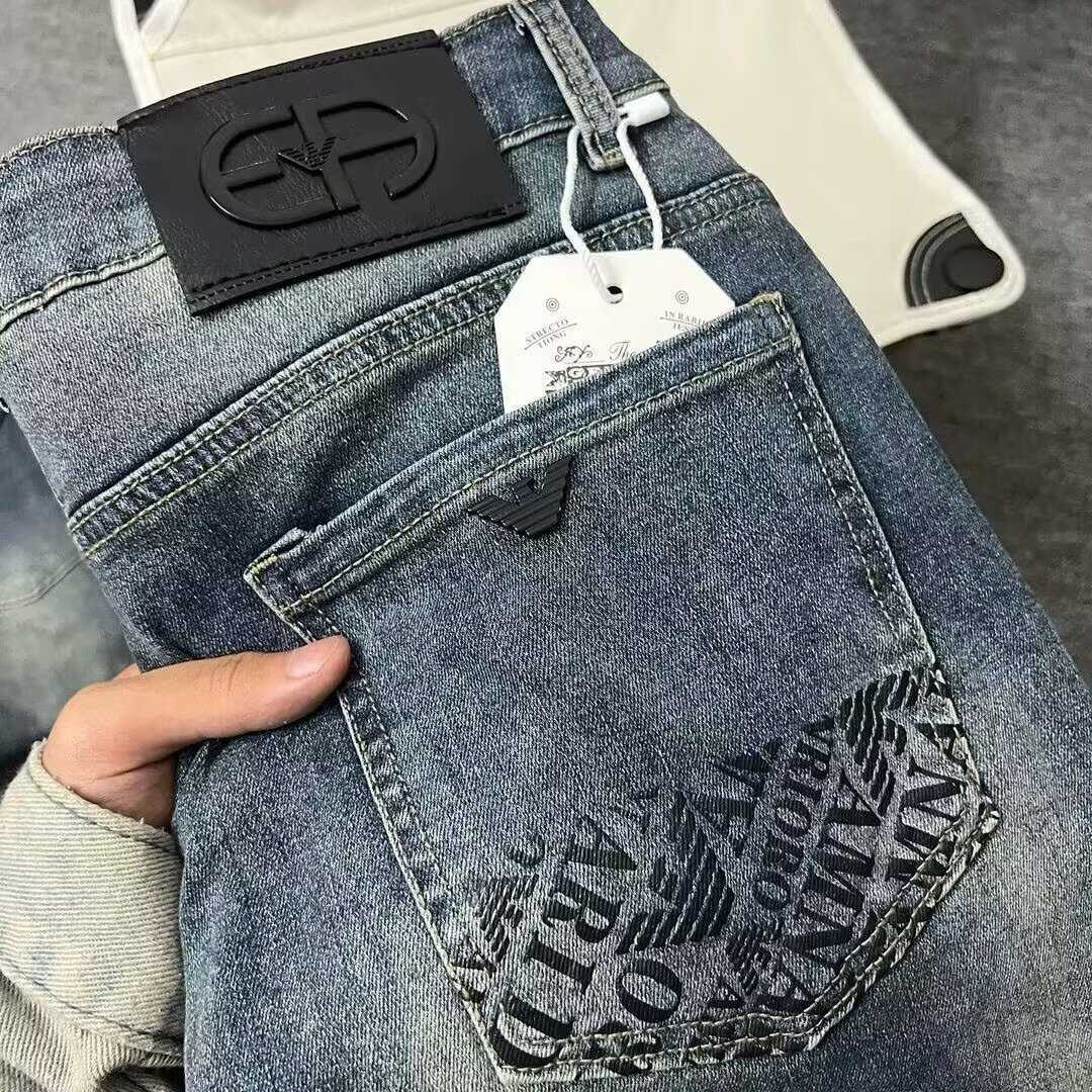 2025 New Luxury Classic Blue Washed Versatile Men's Jeans Trendy Brand Stretch Slim Straight Pants S2608045S4R