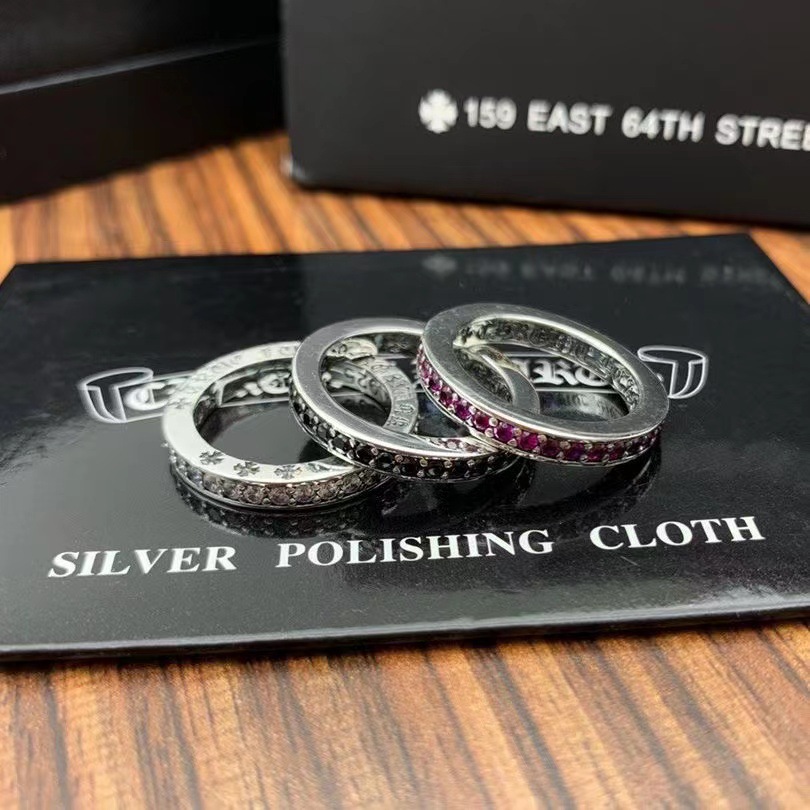 Fashion Chrome Silver-Plated Cross Moissanite Ring Designer S925 Sterling Chrome Hip-hop Diamond Rings Retro Cross Thai Silver Chromes Ring Men Wome
