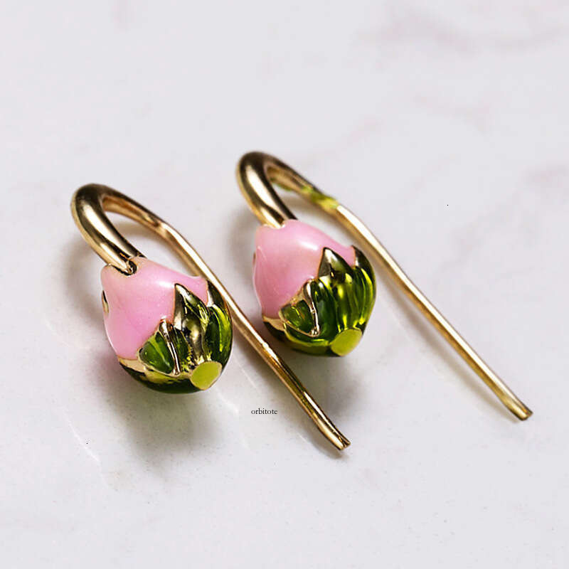 New Korean-style French retro tulip earrings forest-style sweet plant and floral earrings for energetic girls
