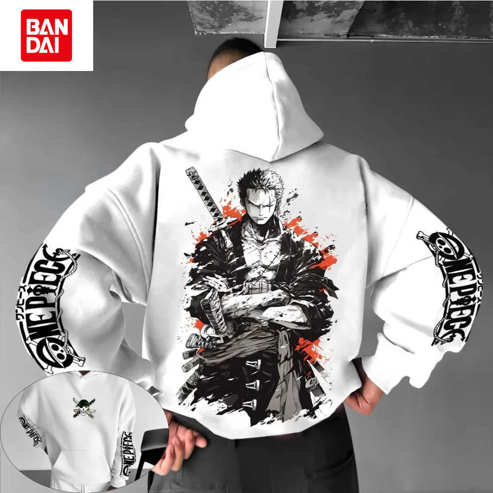 Bandai ONE PIECE Men's Hoodie Sweater Roronoa Zoro Japanese Anime Spring and Autumn Boys Children's Long Sleeve Parent-Child Wear L2608058