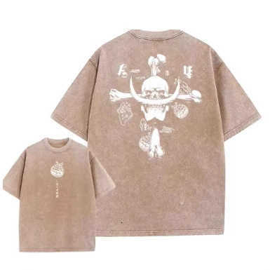 Anime Designer One Piece Luffy summer vintage T-shirt washable men's casual short-sve comic shirt D260805
