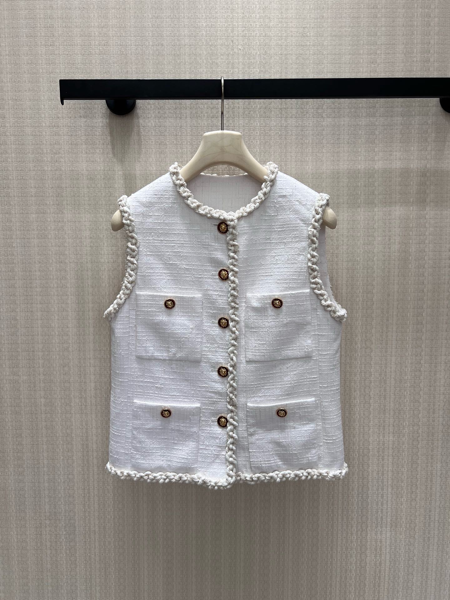 designer jacket women jacket women tweed womens jacket white round-neck Silk lining vest coat women designer coat women designer clothes women veste