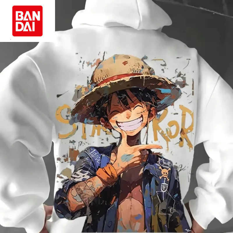 Bandai 2026 New One Piece Anime Luffy Printed Hoodie Sweatshirt Men's and Women's Hoodie Men's Tops Sports Hoodie Harajuku Y2K Hoodie