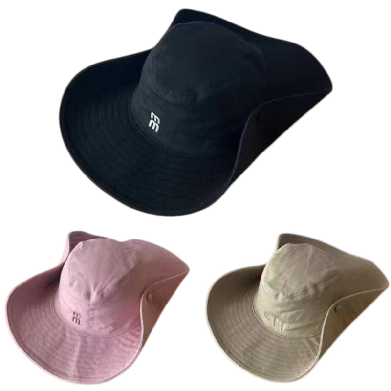 Embroidered letter sun hat summer western cowboy style fisherman hat outdoor camping hiking and mountain climbing hat sun protection gd1302