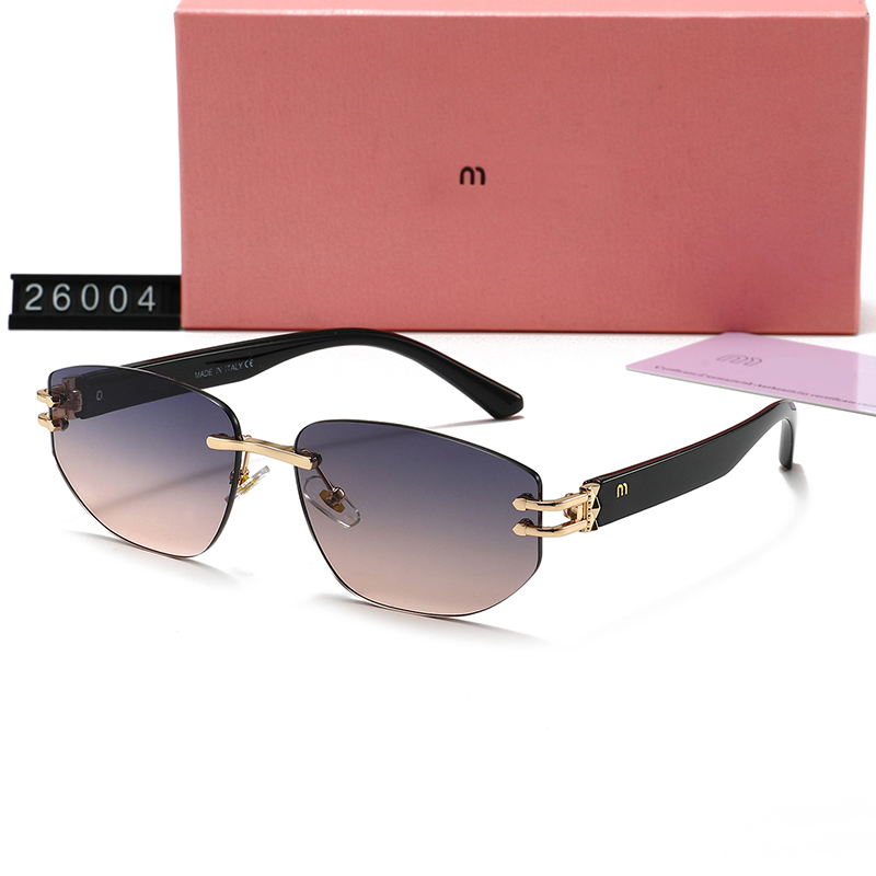 Mens Designer Rimless Square Sunglasses Metal Frame mm Logo Accents Multi-Color Lens UV400 Protection Retro Luxury Glasses for Women Driving