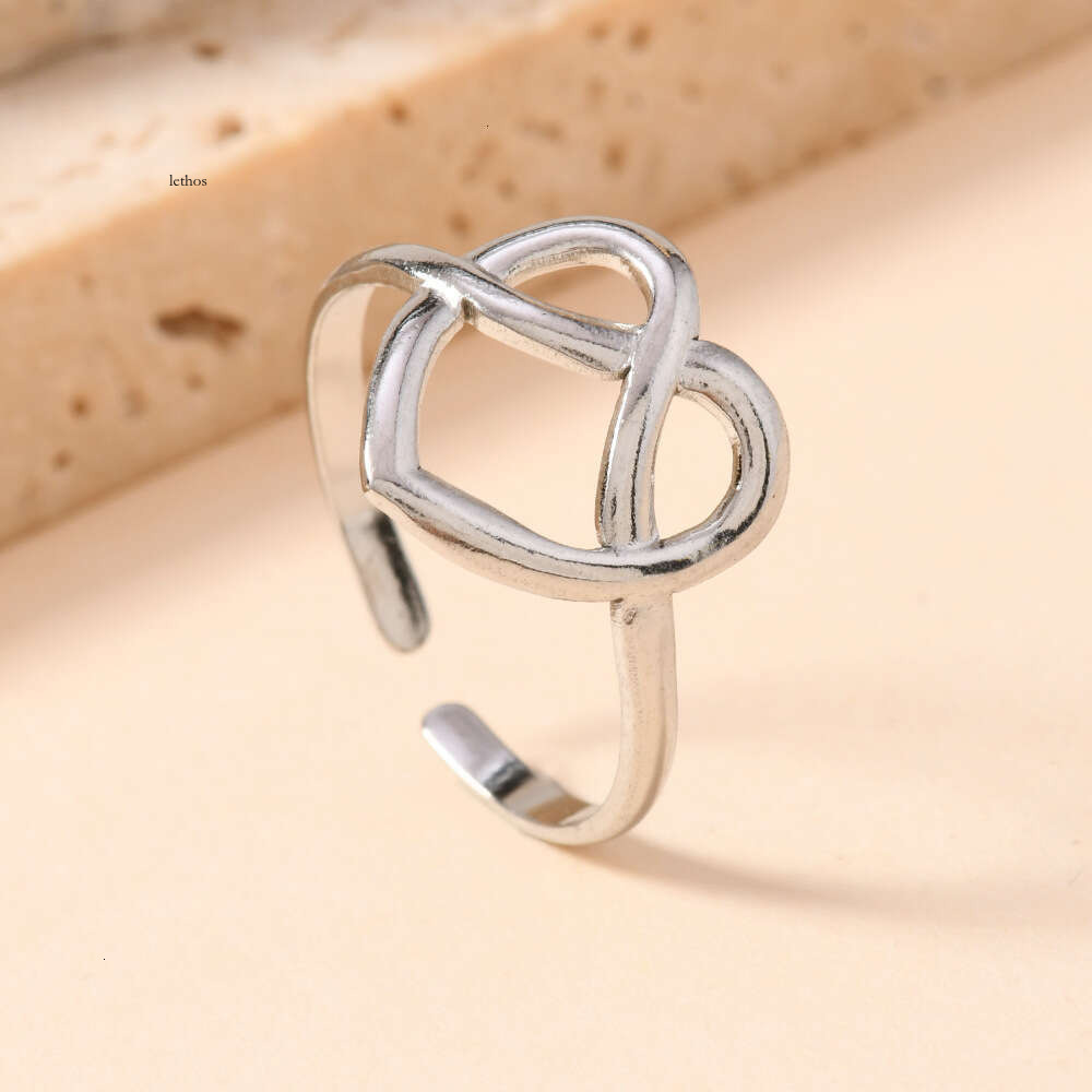 Jewelry 925 Sterling Silver 14K Gold for women stylish oil-pressed heart-shaped cross open rings couple rings wholesale