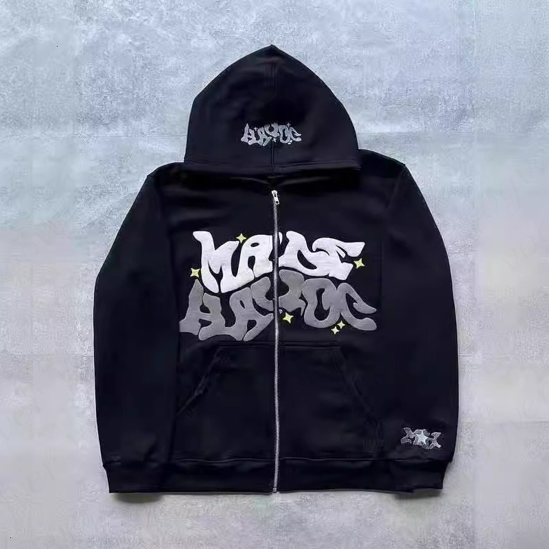 Designer 2026 European and American Style Y2K Gothic Punk Hip-Hop Fashion Zipper Digital Print Hoodie