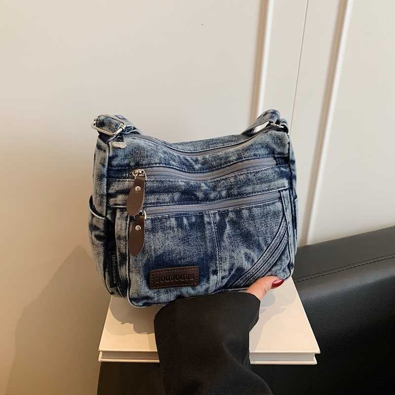Vintage Design Women's Crossbody Fashion Bag High Quality Denim Fabric Shoulder Bag Large Capacity Tote Bag Lightweight Handbags H260805