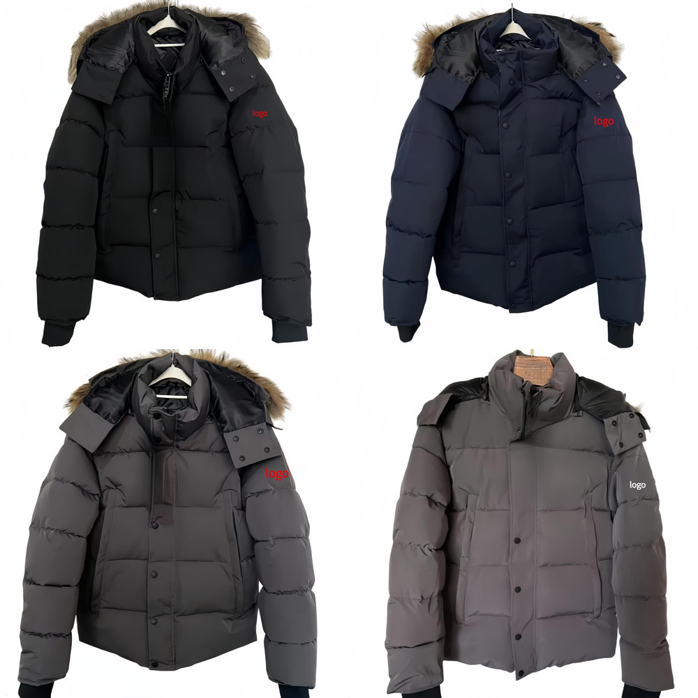 Mens Designer Puffer Jacket Thickening Type Cotton fabric Winter Fashion Cotton Coat Simple Embroidery Style High Quality Retro Style Hooded High Ne