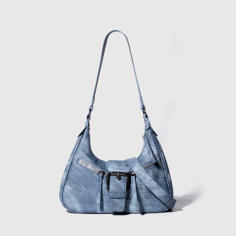 for Vintage Bags Y2k Shoulder Women Cool Hot Underarm Motorcycle Bag Denim Leather Female Small Handbags Tote Purse H260805