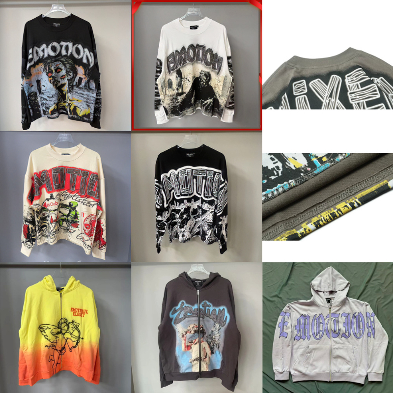 mixed Emotions Hoodie Zip Up Hood Jacket Harajuku Y2k Clothes Mens Gothic Punk Print Graphic Hoodies Designer Mixedemotion Angels a2