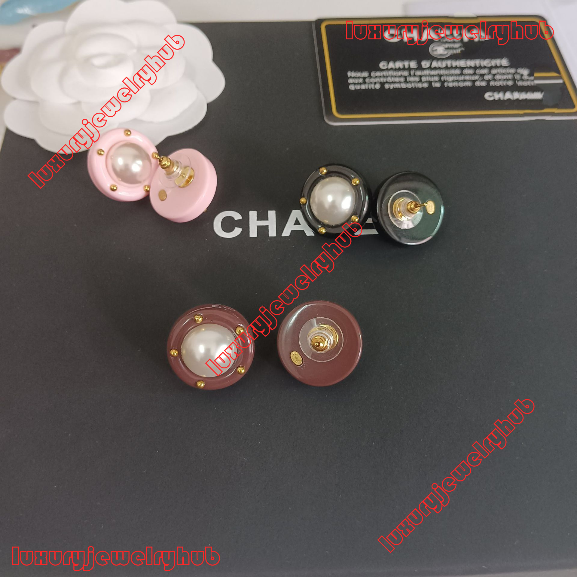 Designer Jewelry 2026 New Model Pearl Small Steel Bead Tree-Shaped Earrings Unique Design Studs Versatile Multi-Color Ear Accessories CC Earrings