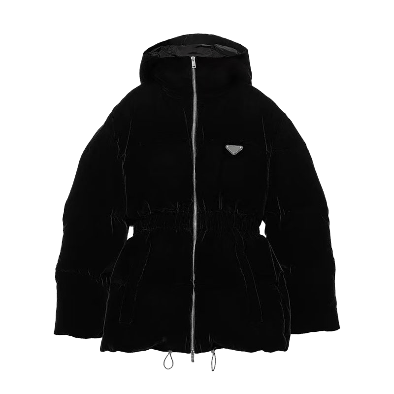 26 designer autumn and winter new fashion trend retro casual high-quality classic luxury suede drawstring hooded mid length velvet material women�