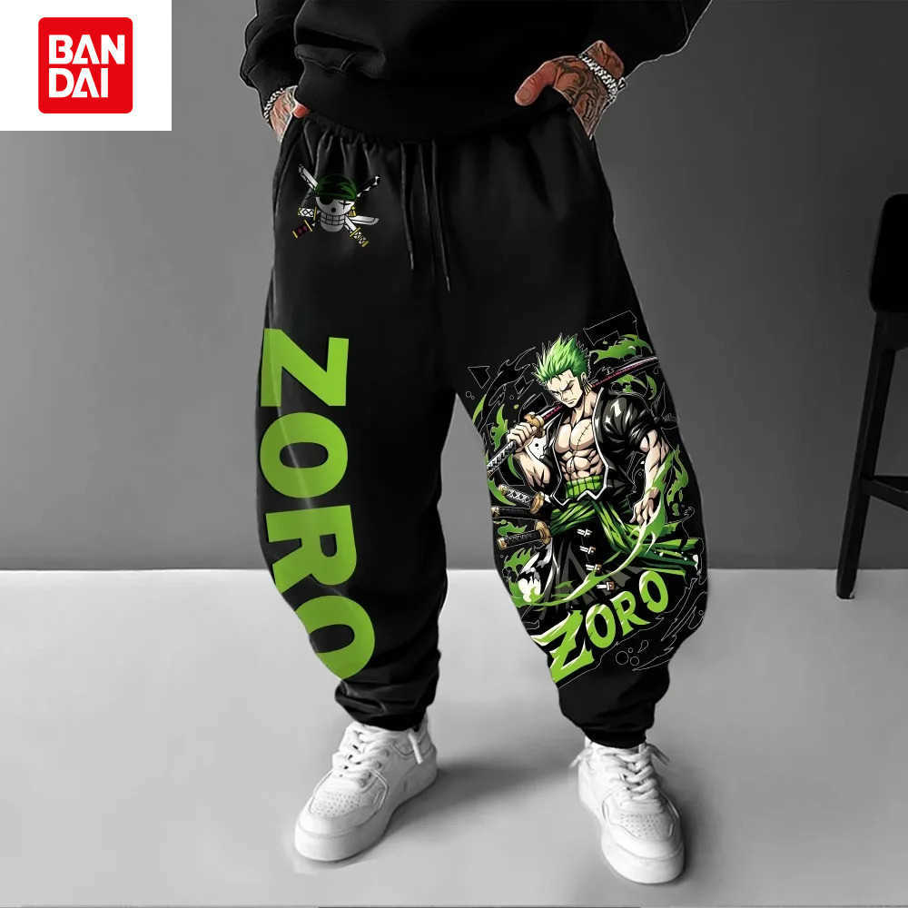 Bandai ONE PIECE Men's Pants Trousers Sweatpants Roronoa Zoro Japanese Anime Spring and Autumn Trend Y2k Harajuku Jogger Pants L2608052SYY