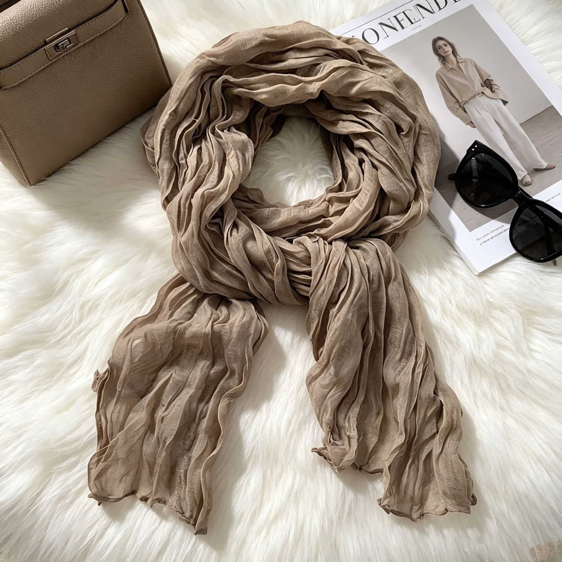 Western Sichuan Travel Cotton and Linen Scarf for Women Thin Artistic Silk Scarf from the Northwest Xinjiang Grasslands Ethnic Style Long Shawl L260