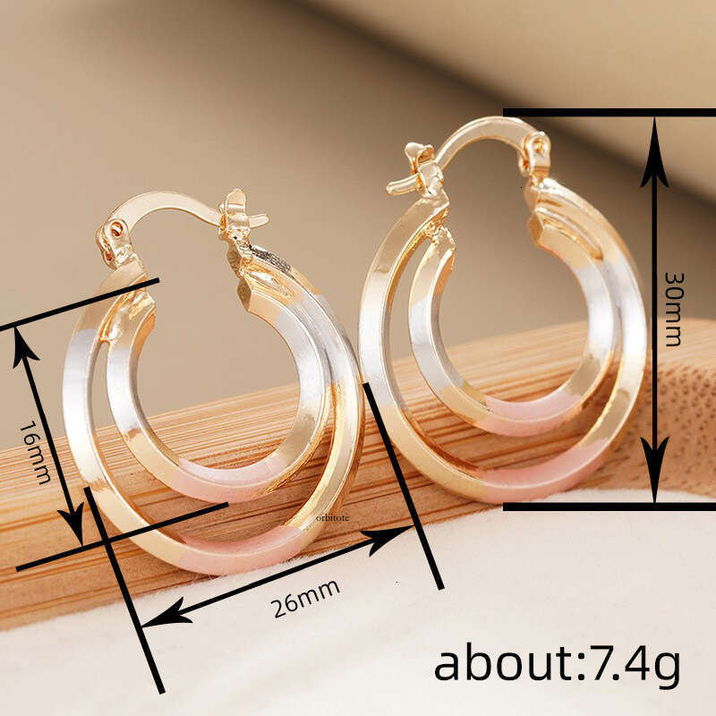 Pinduoduo Korean-style hot-selling double-ring jewelry niche design oil-painted three-color earrings direct sales from the manufacturer new model