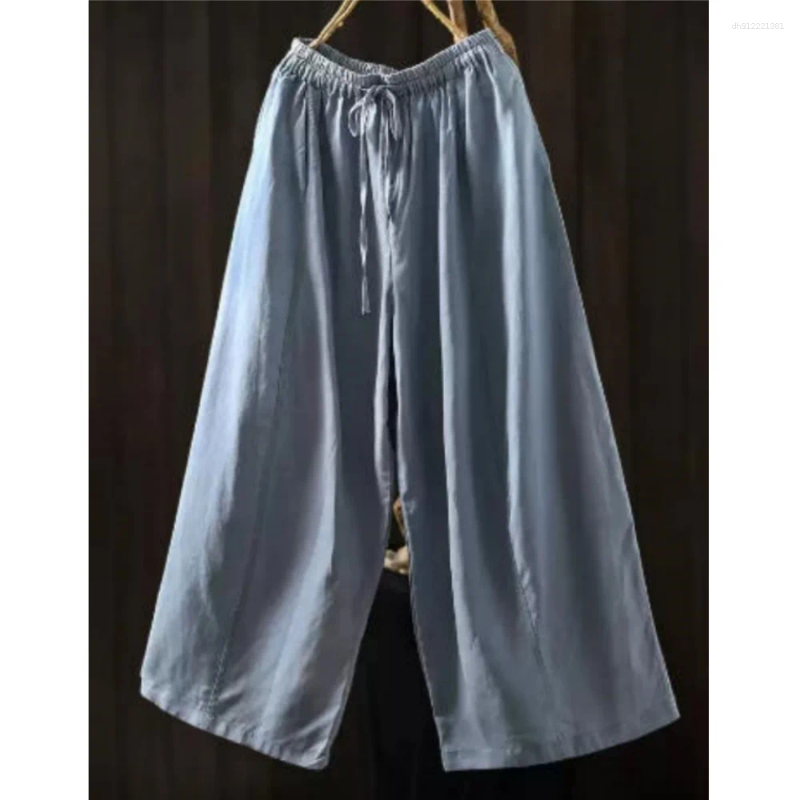 Women's Pants Women Straight-leg Summer Thin Style 2026 Casual Loose Drapey Lazy Blue Wide-leg Pant JLJ516