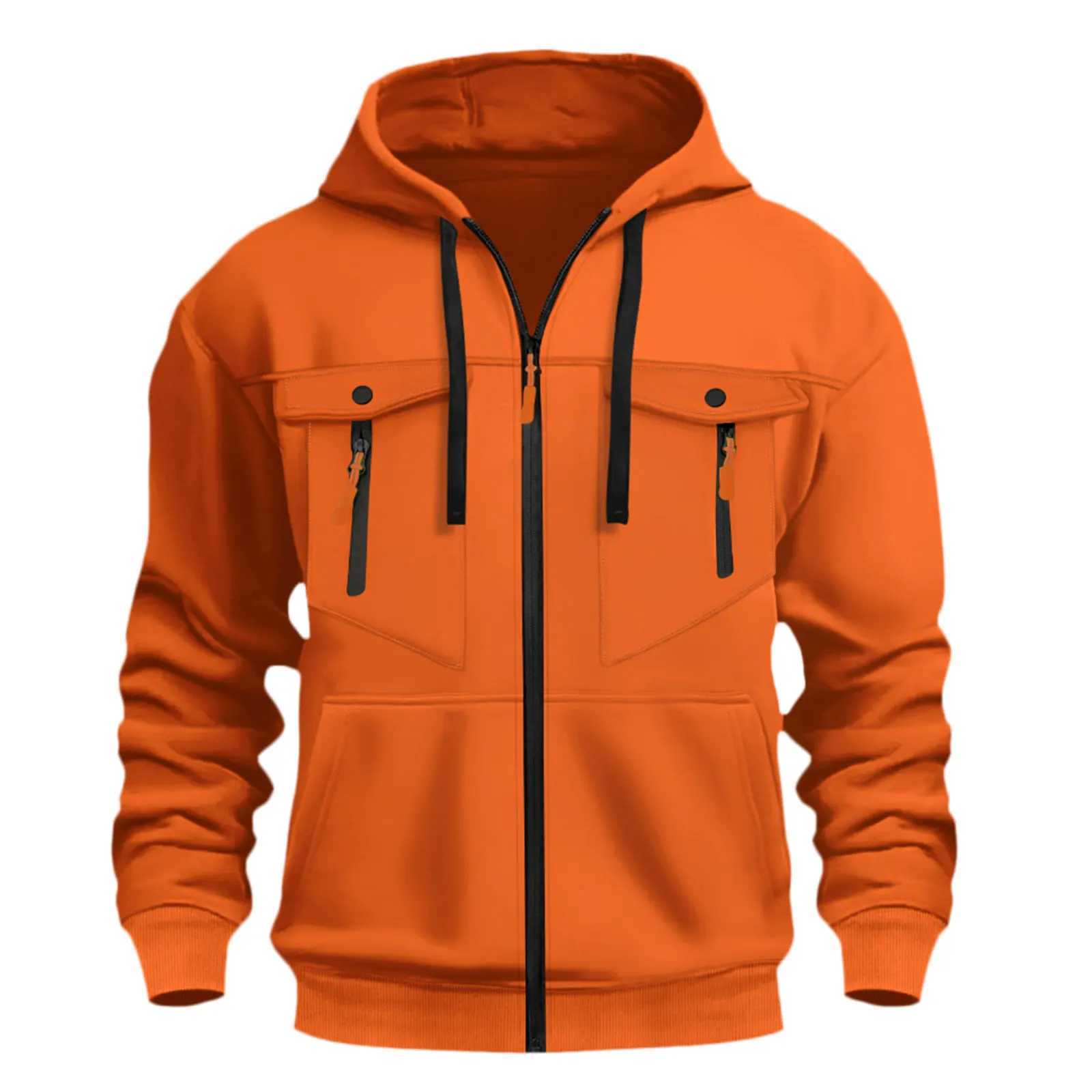Men'S And Winter Workwear Hooded Sweatshirt With Multiple Pockets Casual Trendy Zipper Hoodie And Sporty Oversize Strt Clothes S2608050Y47