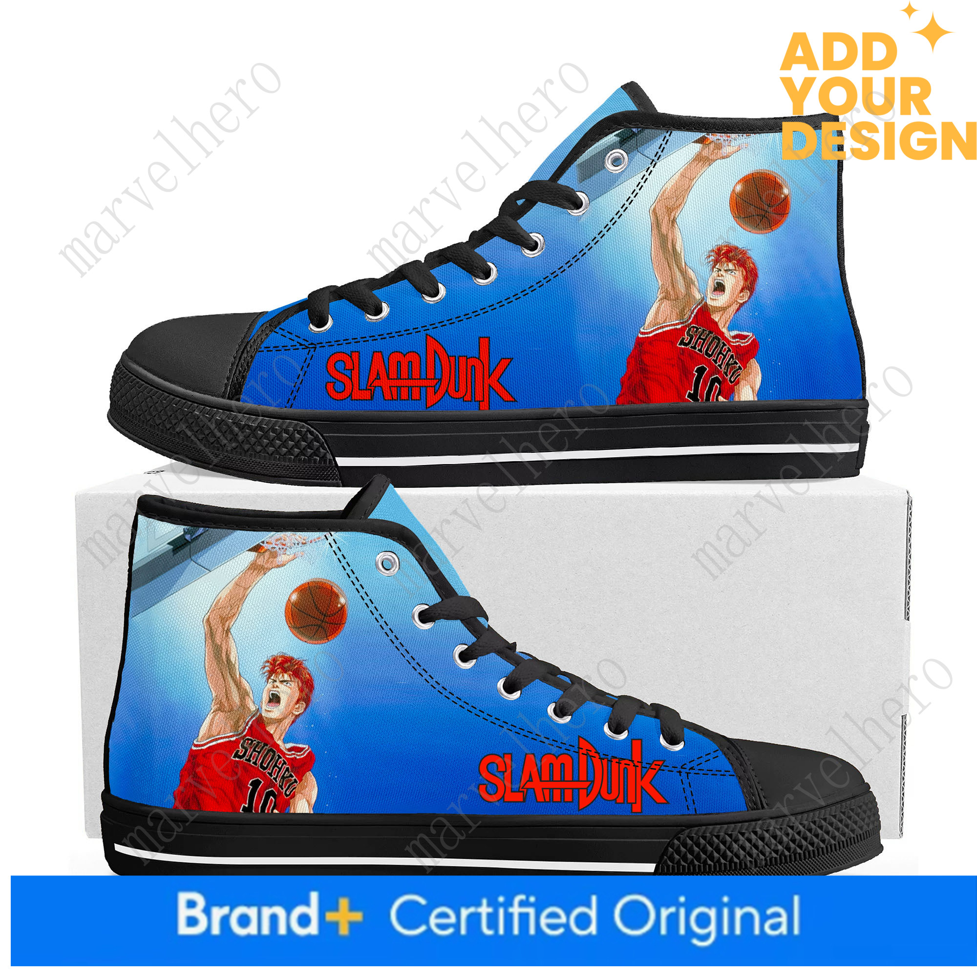 Slam Dunk Sakuragi Hanamichi High Top Shoes Men Women Teenager Canvas Walking Sneaker Cartoon Anime Sneakers Couple Footwear Custom Shoe Matching Sh