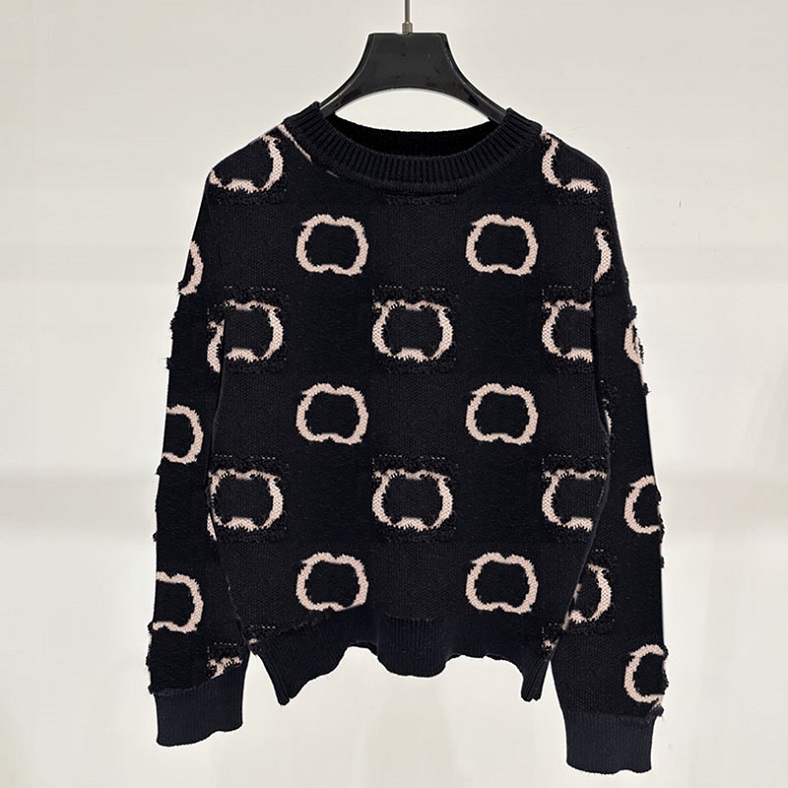 Letter Embroidery Knit Pullovers Brand Women Oversize Classic Casual Knit Pullovers Autumn Winter Street Style Retro Knit Tees