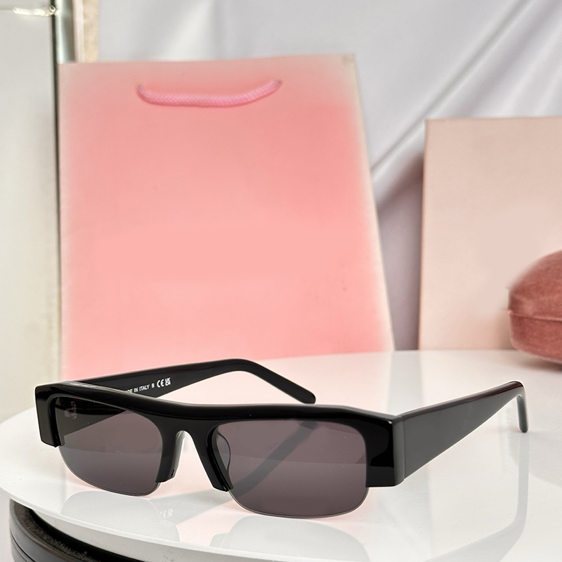 Luxury Designer Black Acetate Semi Rimless Sunglasses Women Oversized Rectangle Lens Famous Brand Style with Box and Bag Gafas de Sol B07S